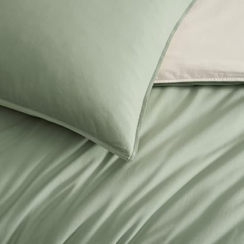 DKNY Full/Queen Duvet Cover Set - 3-Piece Vintage Washed Cotton