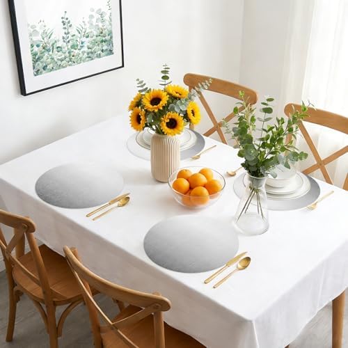 Minimalist Steel Gray Faux Leather Placemats Set of 6, 15in