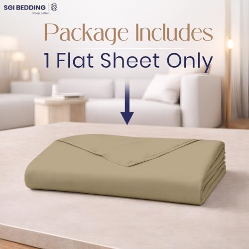 SGI bedding 600 Thread Count 100% Egyptian Cotton Queen Flat Sheet