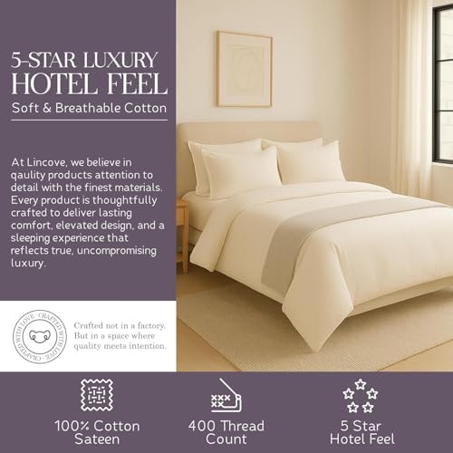 Lincove Luxury Duvet Cover Set - 100% Cotton Sateen Duvet Cover
