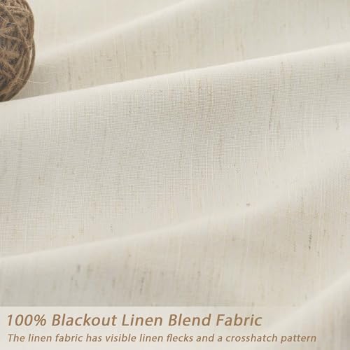 UHITECH Linen Blackout Curtains 72 Inch Long 2 Panels Set Back Tab