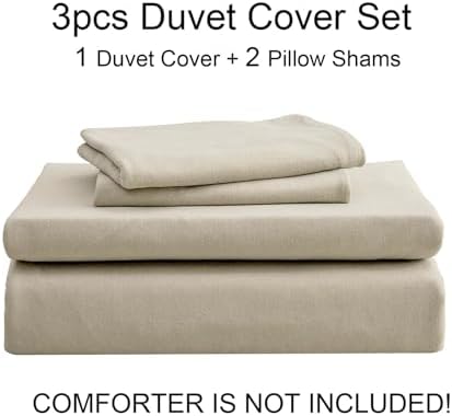 PURE ERA Jersey Knit Duvet Cover Set Solid Dark Beige Queen