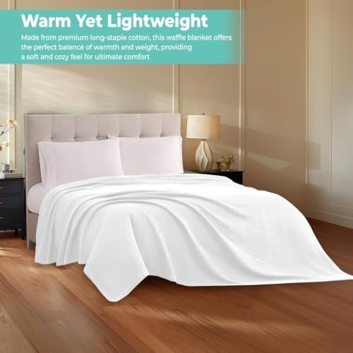 100% Cotton Blankets for Bed - Waffle Weave Blankets for Summer