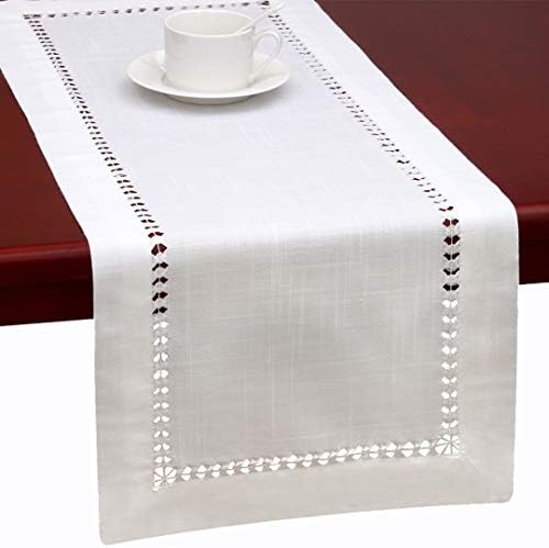 Grelucgo Handmade Hemstitched Natural Rectangle White Lace Table