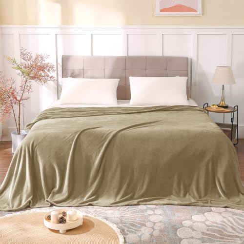 BEDELITE Fleece Blanket Soft Plush King Bed Blanket Light Camel