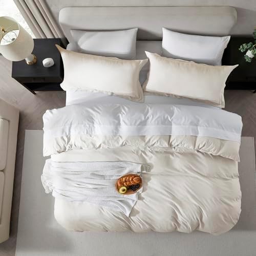 Nestl Off White Duvet Cover King Size - Soft Double Brushed King Duvet