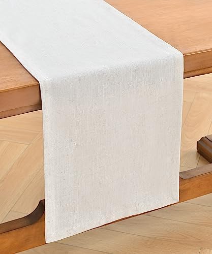 Wracra Linen Table Runner, Burlap Cream Table Runners 36 Inches Long