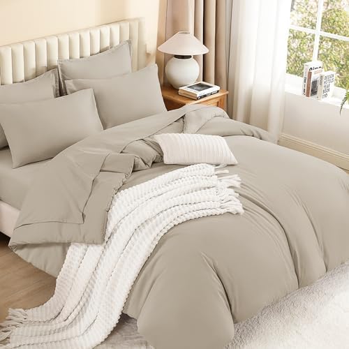 Litanika Oversized King Comforter with Sheets Oatmeal - 7 Pcs Bed in a