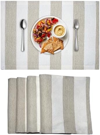 Cloths Big Stripe Placemats for Dining Table Set of 4, Heat Resistant