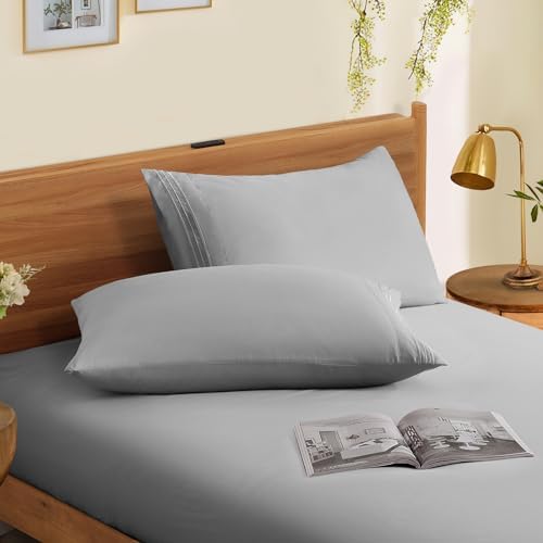 Horbaunal Microfiber Pillowcases Standard Size, Light Grey, 2 Pack