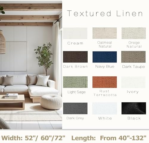 KOUFALL Ivory Linen Blackout Curtains 108 Inches Long, Thermal