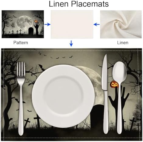 Halloween Cemetery Placemats Grave Hands Non-Slip Insulation Placemats