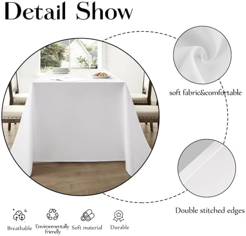 1 Pack White Rectangle Tablecloths 60x120 Inch for 8ft Tables