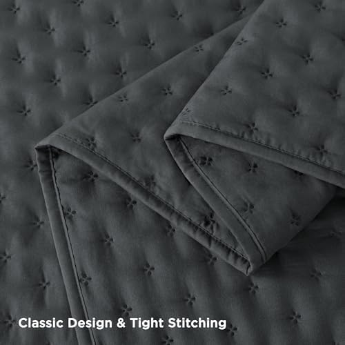 Andency Dark Grey King Size Quilt Bedding Set, 3 Pieces Bedspread