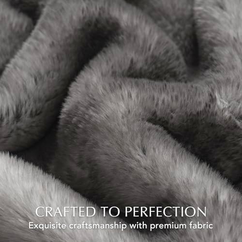 EVERGRACEHOME Mink Faux Fur Throw Blanket, Ombré Silver Onyx, 60"x80"