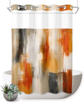 Extra Long No Hook Shower Curtain Bathroom Decor Orange Beige Gray