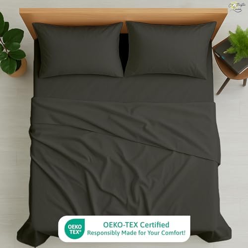 Cottinton Lane 4 Piece King Size Sheet Set, Premium 100% Cotton Bed