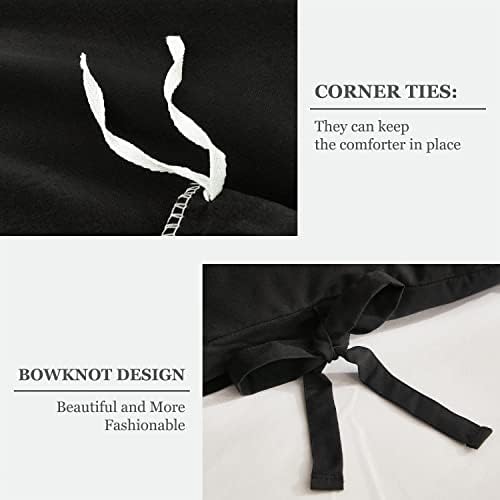 annadaif Black Duvet Cover Queen Size, 3 Pieces Duvet Cover Set
