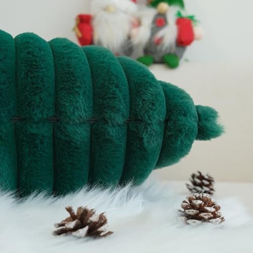 JOJUSIS Faux Fur Plush Throw Pillow Covers, Dark Green, 22 x 22-Inch