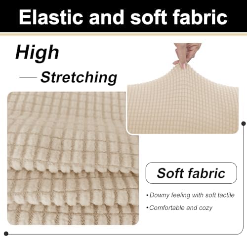 U-NICE HOME 4 Pieces Stretch Couch Cover Sofa Slipcover, Beige