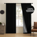 CUCRAF Linen 100% Blackout Curtains 120 Inch Length 2 Panels Set, Back