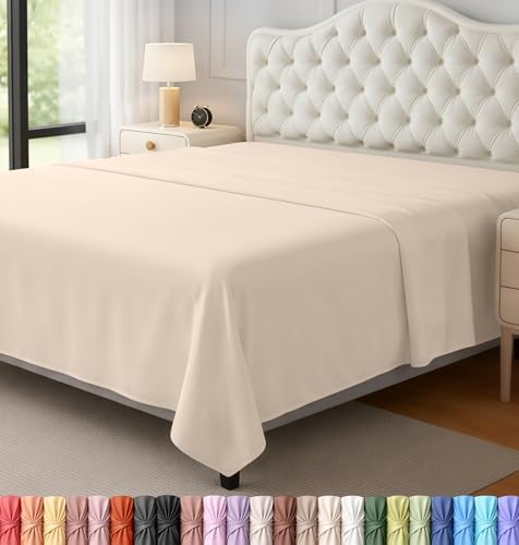 Queen Size Flat Sheet Only, Ultra Soft & Breathable Hotel Sheets