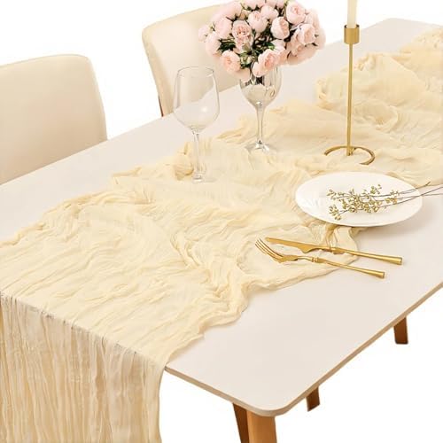 Beige Cheesecloth Table Runner, Gauze, Wedding, 12 Pack, 35x120in