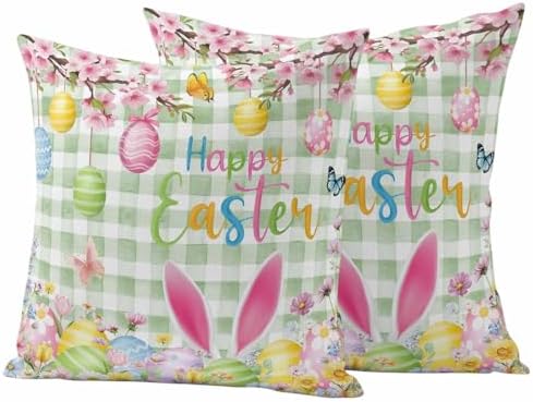 Happy Easter Outdoor Waterproof Throw Pillow Covers 18x18 Set of 2