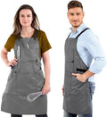 Under NY Sky Work Apron, Cross-Back, Leather Support, Pro Twill, Gray