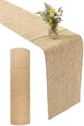 12×108 Inch Natural Burlap Table Runner, No-Fray Rustic Jute Hessian