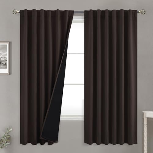 BGment 72 inch Curtains with Thermal Insulated Blackout Liner, Brown