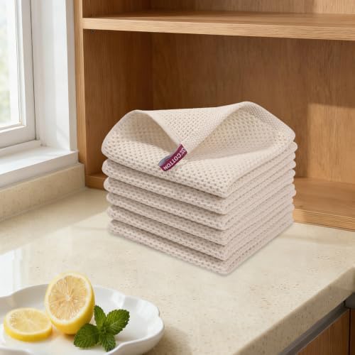 Cotton Waffle Weave Kitchen Dish Cloths, Soft Absorbent Towels