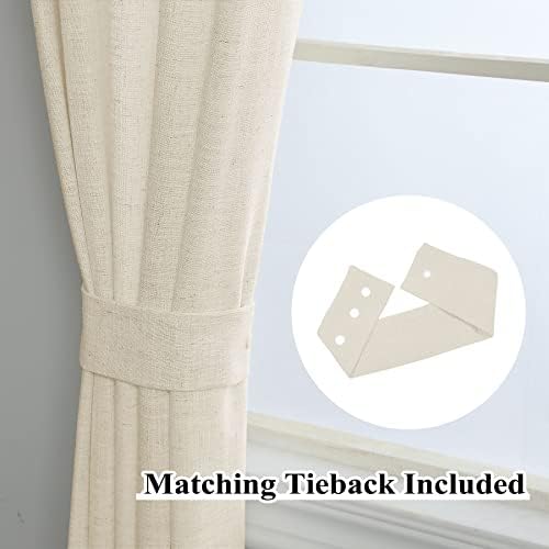 Fcosie 52 W x 120L Inches Natural Linen Blended Curtains with Anti