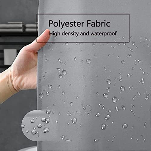 LLSCL Grey Fabric Shower Curtain Liner with Bottom Counterweight