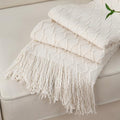 BATTILO HOME White Throw Blankets for Couch, Soft Ivory Blanket