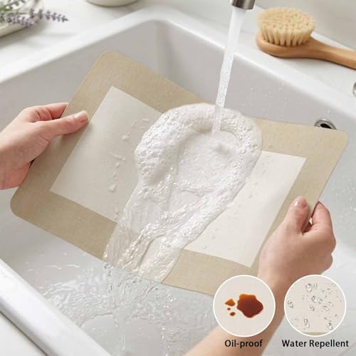 Faux Leather Placemats Set of 6 Khaki Beige Waterproof Heat Resistant