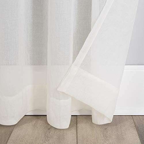 No. 918 Genevieve 2-Pack Linen Weave Sheer Semi-Sheer Rod Pocket