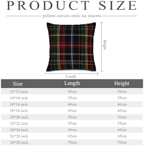 Dark Navy Tartan Plaid Pillow Covers 22x22 Inch Set of 2 Linen