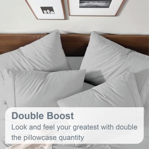 Swift Home Twin XL 4 Piece Sheet Set, Ultra-Soft, Light Gray