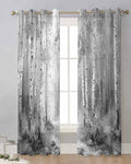 Grey Sheer Curtains 63 Inch Length Grommet Semi Sheer Drapes for