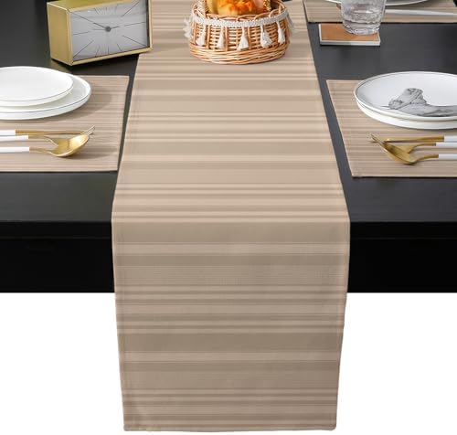 Beige Tan Table Runner and Placemats for Dining Table, Burlap Coffee