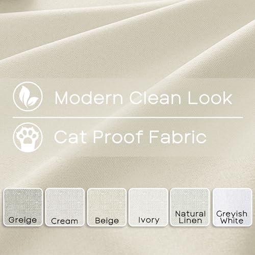 Warm Beige Polished Blackout Curtains - Modern Elegant Subtle Linen
