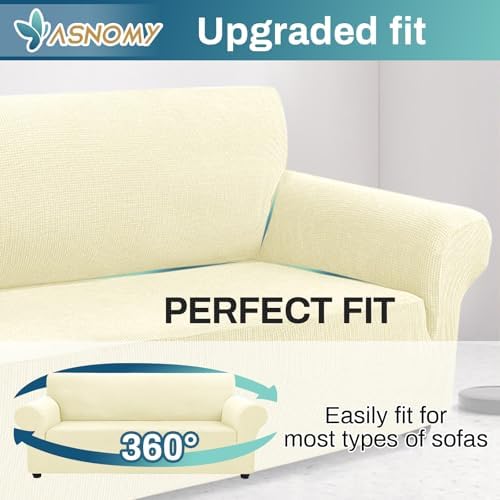 Asnomy Stretch Couch Covers for Sofa Washable, 3 Cushion