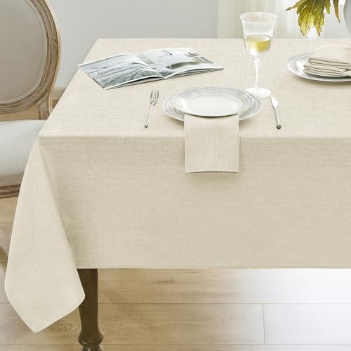 Softalker Large Cream Table Cloths Rectangular 60x104 inch Faux Linen