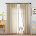 Taupe Sheer Curtains 84 Inches Long 2 Panels, Elegant Airy Transparent