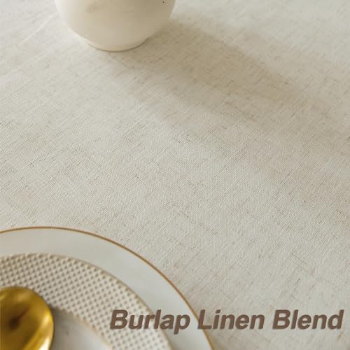 Beige Cream Linen Table Cloth for Dining Room Kitchen Flax Burlap