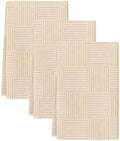 Beige Striped Kitchen Towels Set of 3, Water Absorbent Dish Towel