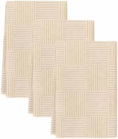 Beige Striped Kitchen Towels Set of 3, Water Absorbent Dish Towel