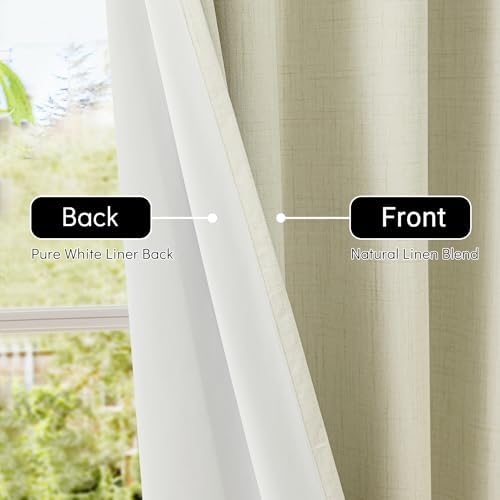ChrisDowa 100% Blackout Curtains 84 Inch Long Linen Curtain for Living