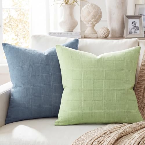 NOVILYS Sage Green Throw Pillow Covers 18x18 Set of 2, Soft Cotton
